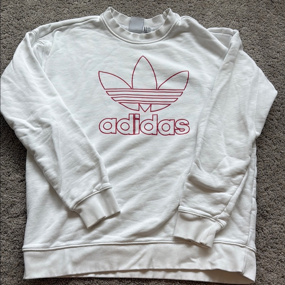 Adidas Cream Sweatshirt with Red Trefoil